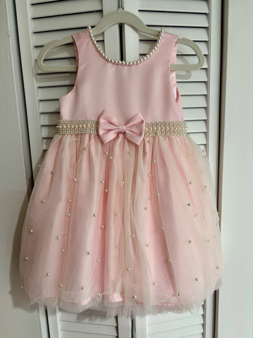 Couture Princess Pink Pearl-Trim Tulle Party Dress for Toddler Girl Size 3T